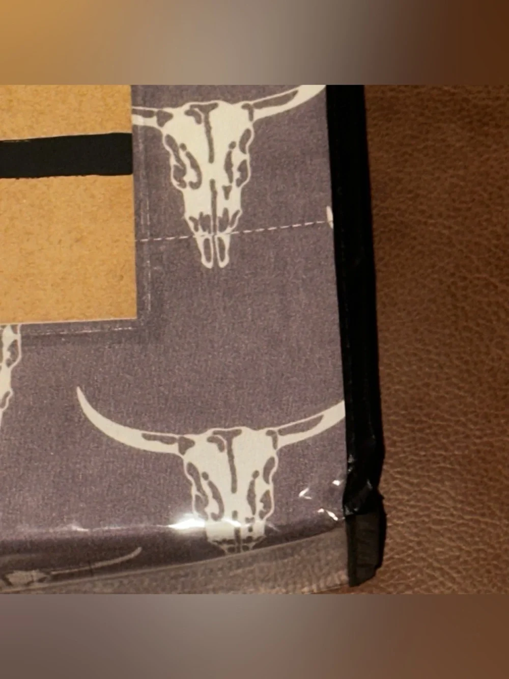 Wrangler Queen Sheet Set in Brown with White Steer Skull Pattern
